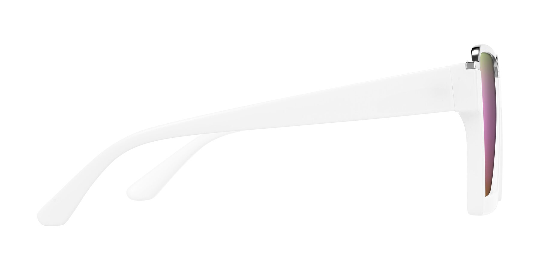 Side of Reyes in White with Pink Mirrored Lenses