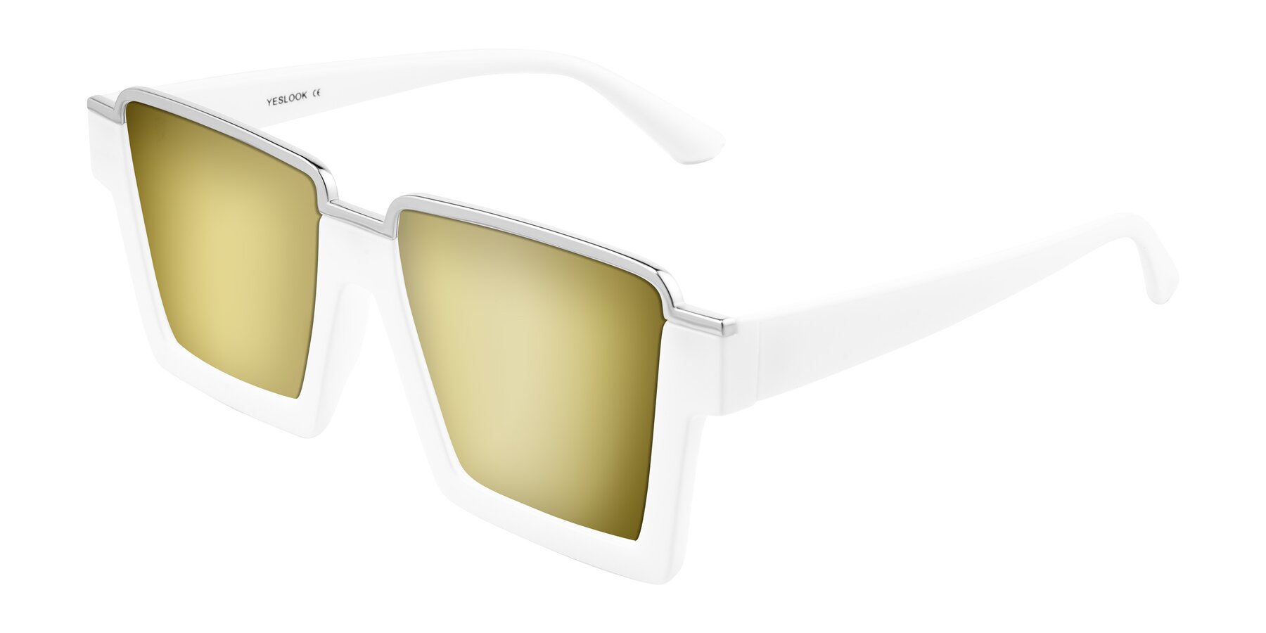 Angle of Reyes in White with Gold Mirrored Lenses
