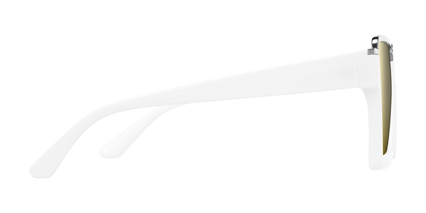 Side of Reyes in White with Gold Mirrored Lenses