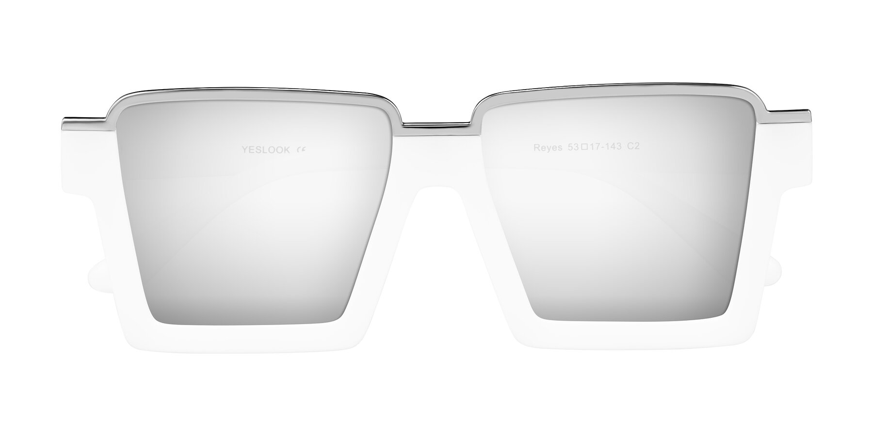 Folded Front of Reyes in White with Silver Mirrored Lenses