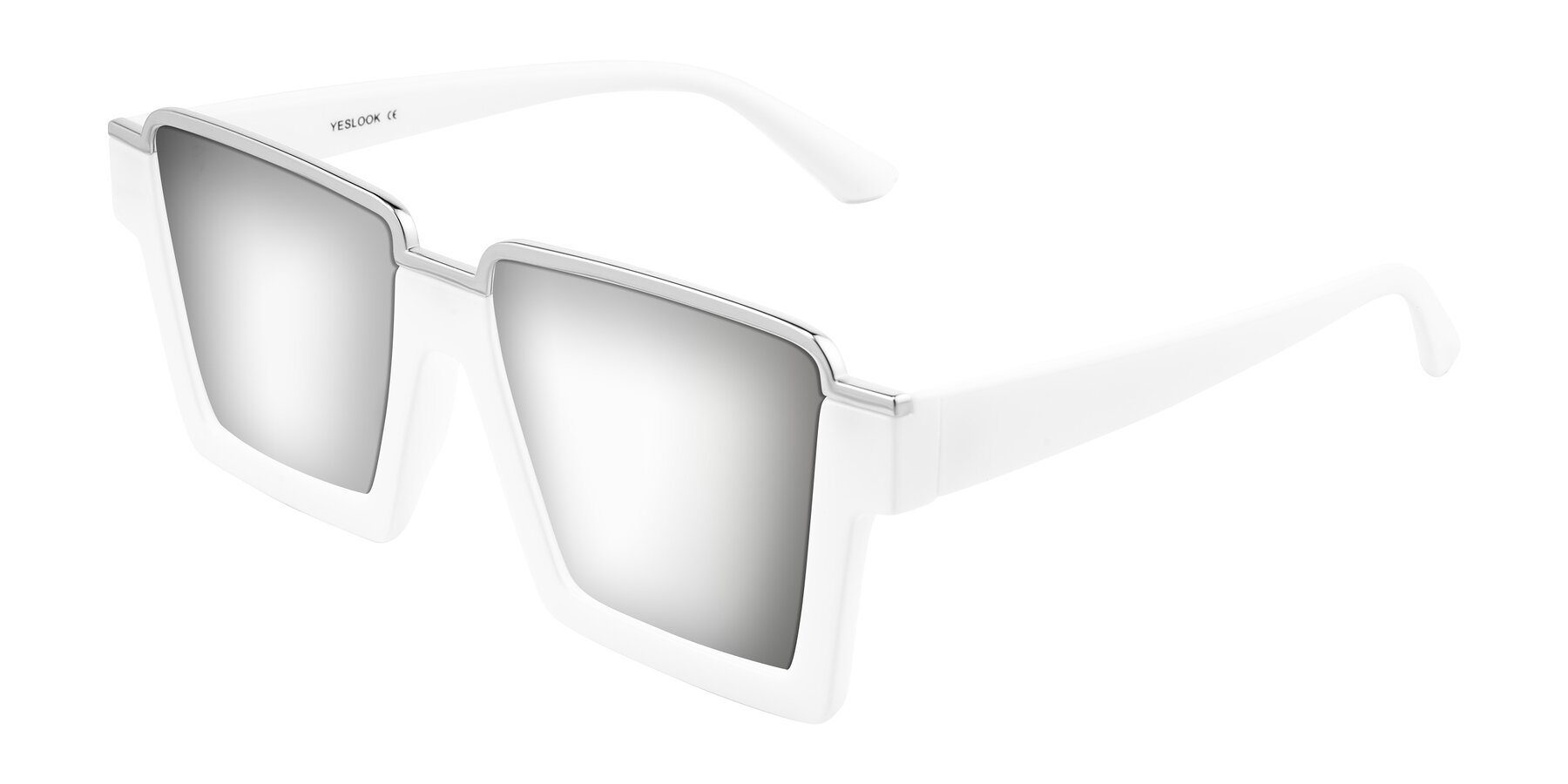 Angle of Reyes in White with Silver Mirrored Lenses