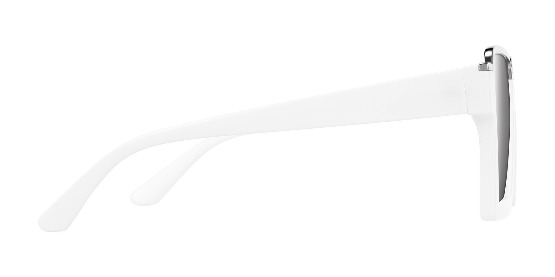 Side of Reyes in White with Silver Mirrored Lenses