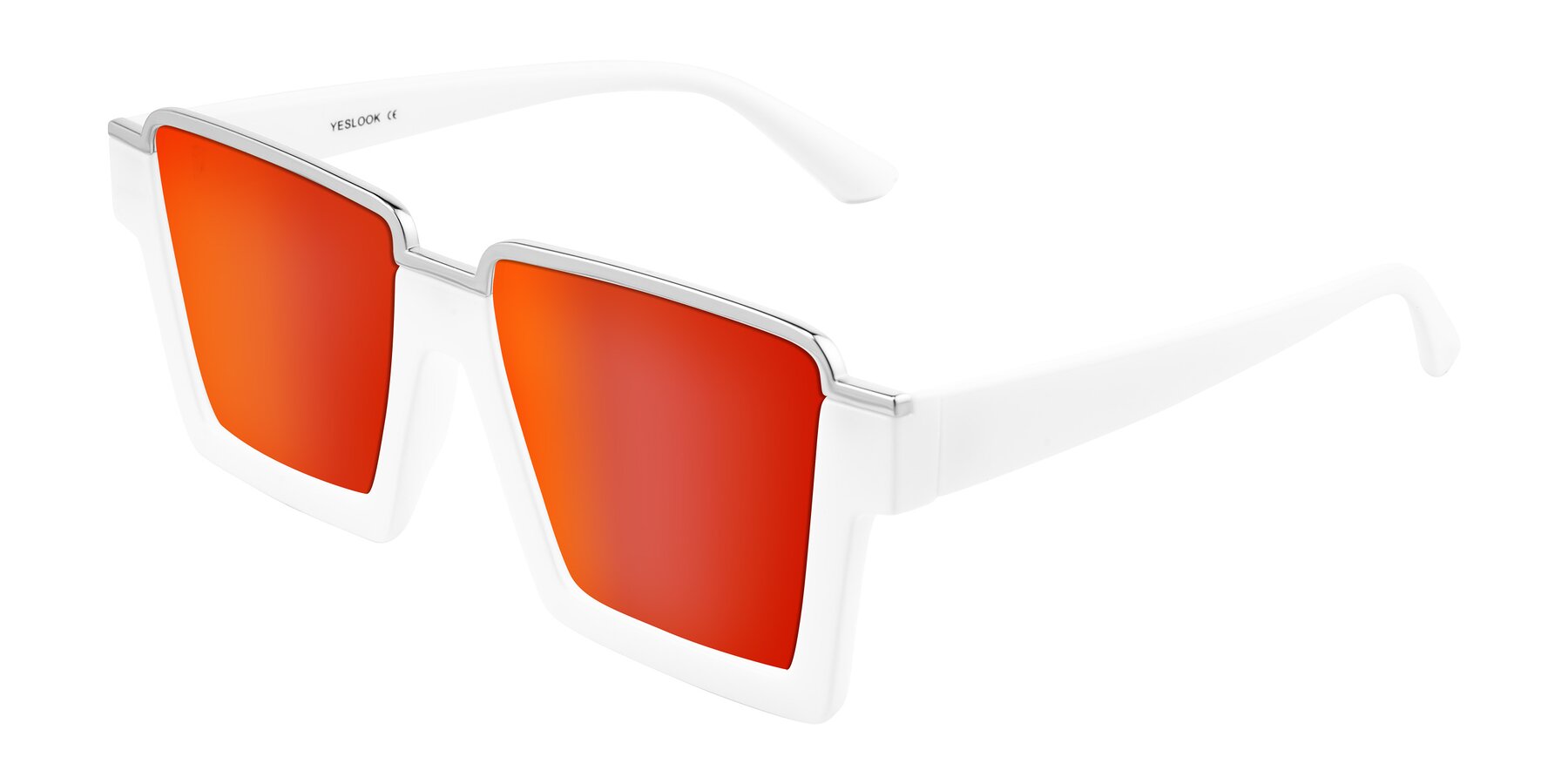 Angle of Reyes in White with Red Gold Mirrored Lenses