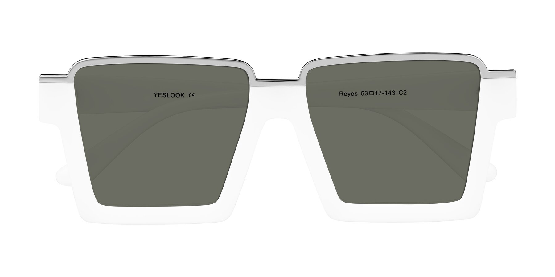 Folded Front of Reyes in White with Gray Polarized Lenses
