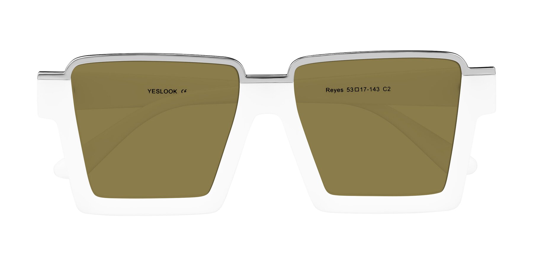 Folded Front of Reyes in White with Brown Polarized Lenses