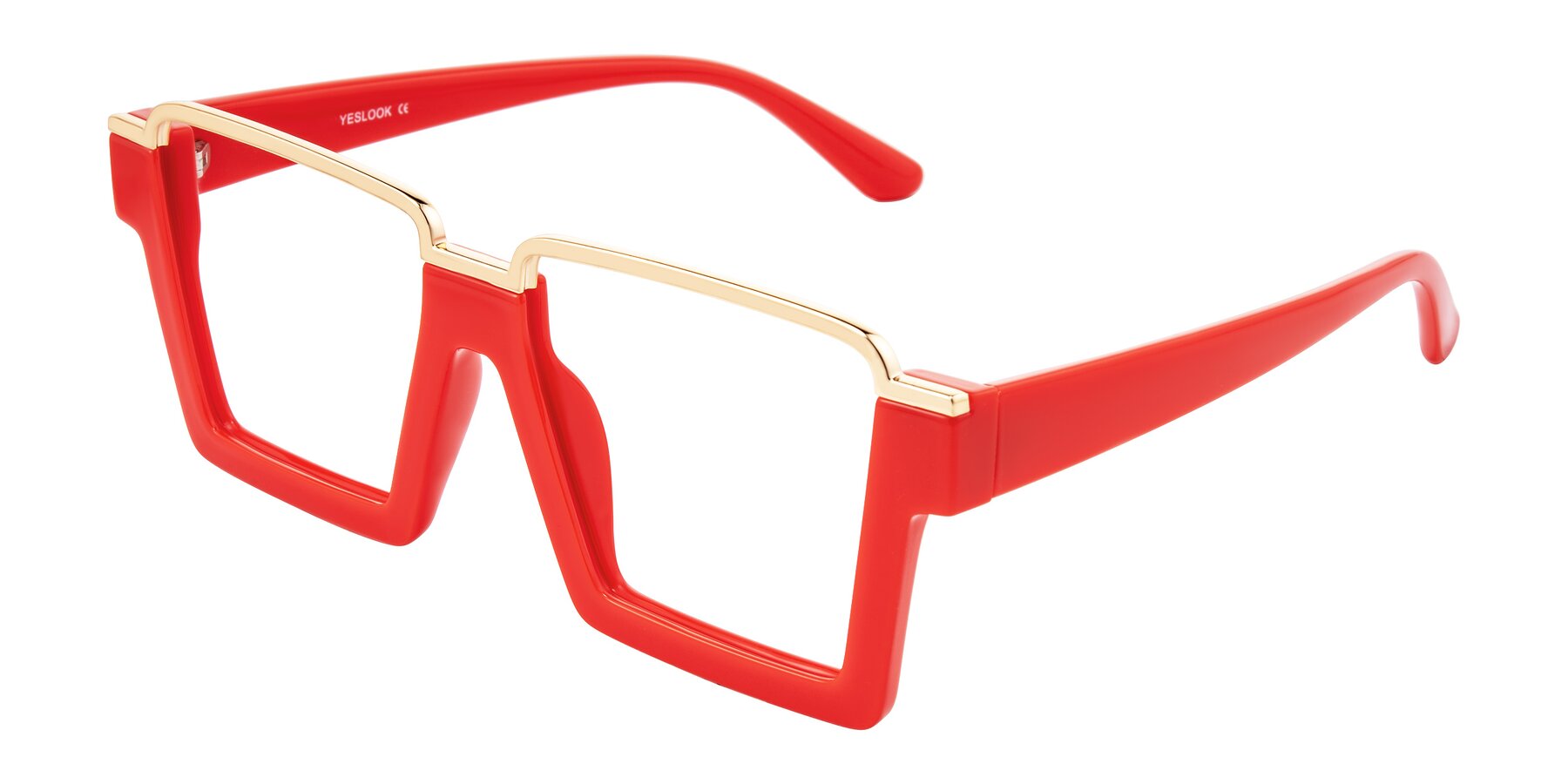 Angle of Reyes in Red with Clear Eyeglass Lenses