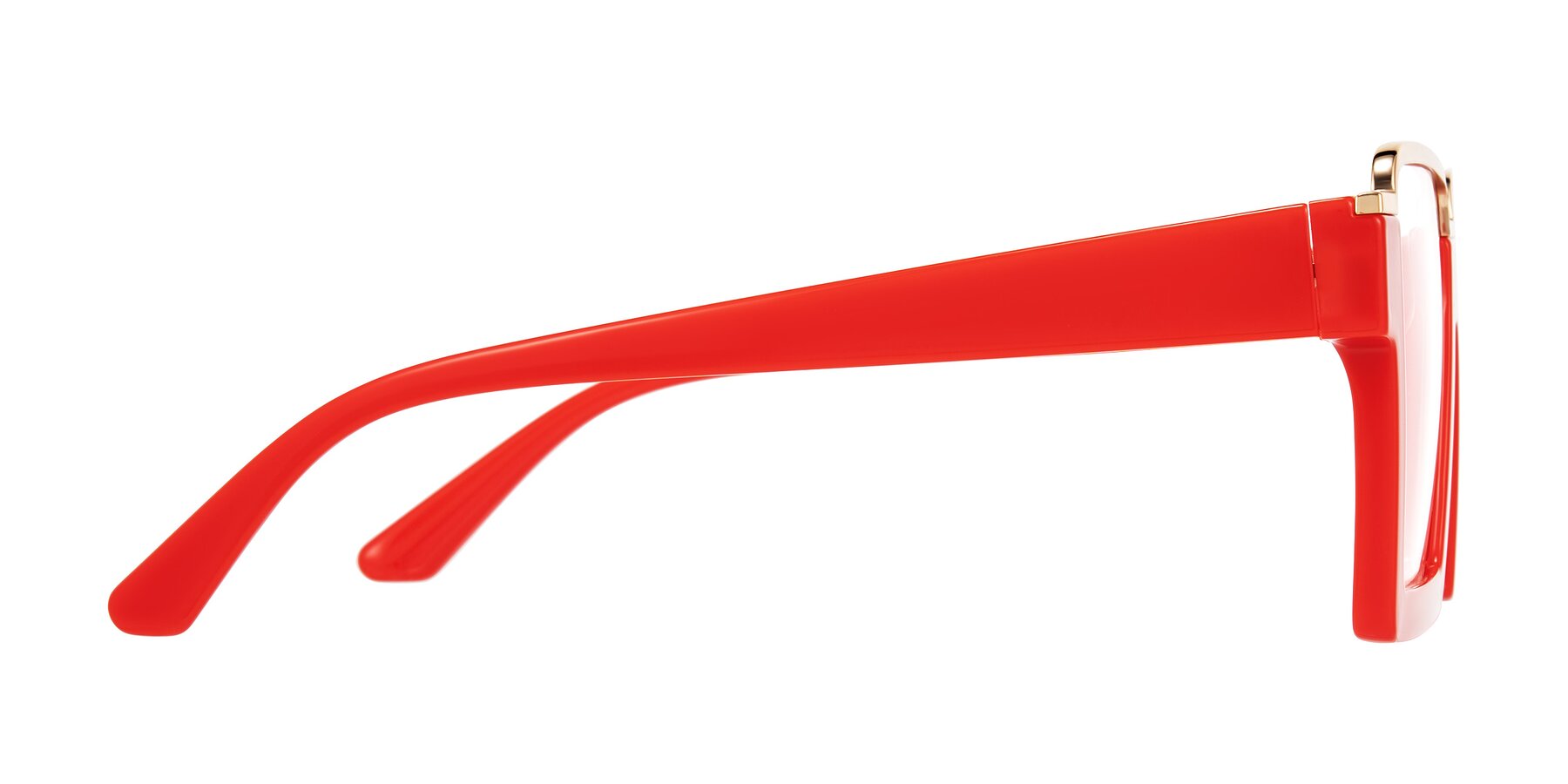 Side of Reyes in Red with Clear Eyeglass Lenses