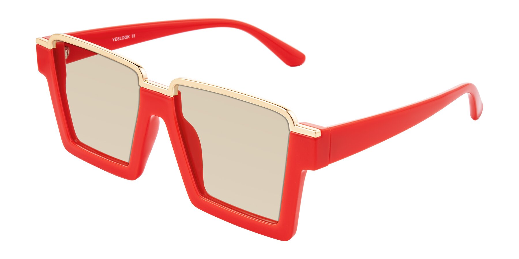 Angle of Reyes in Red with Light Brown Tinted Lenses