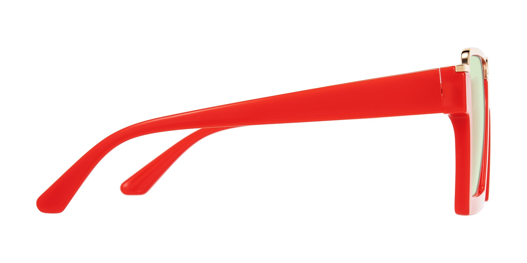 Side of Reyes in Red with Light Green Tinted Lenses