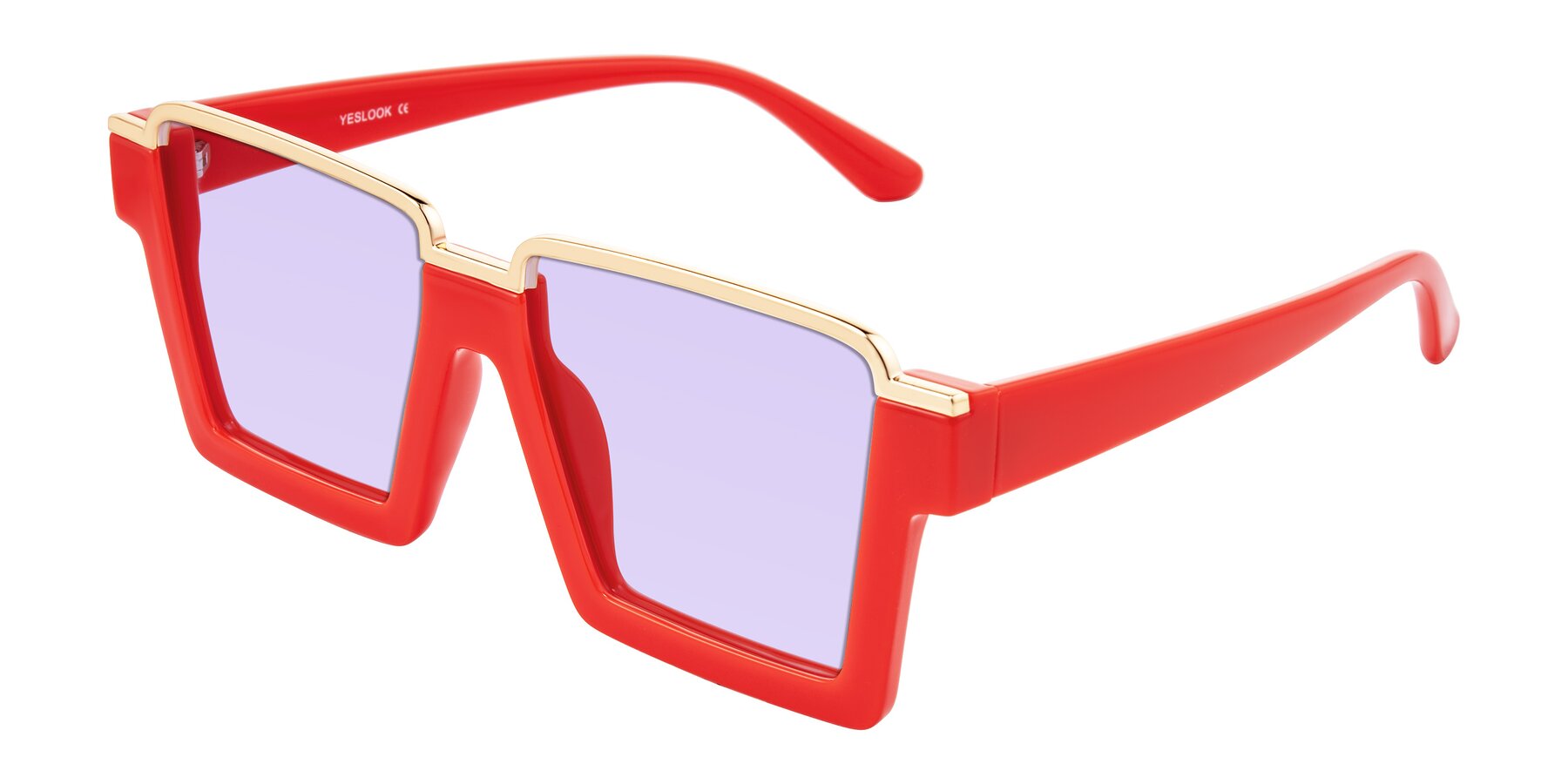 Angle of Reyes in Red with Light Purple Tinted Lenses