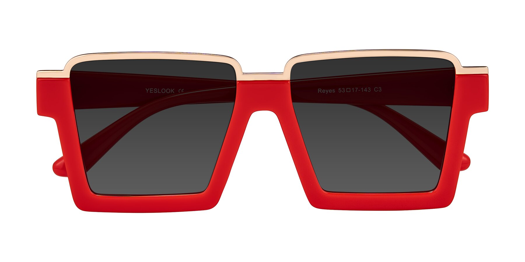 Folded Front of Reyes in Red with Gray Tinted Lenses