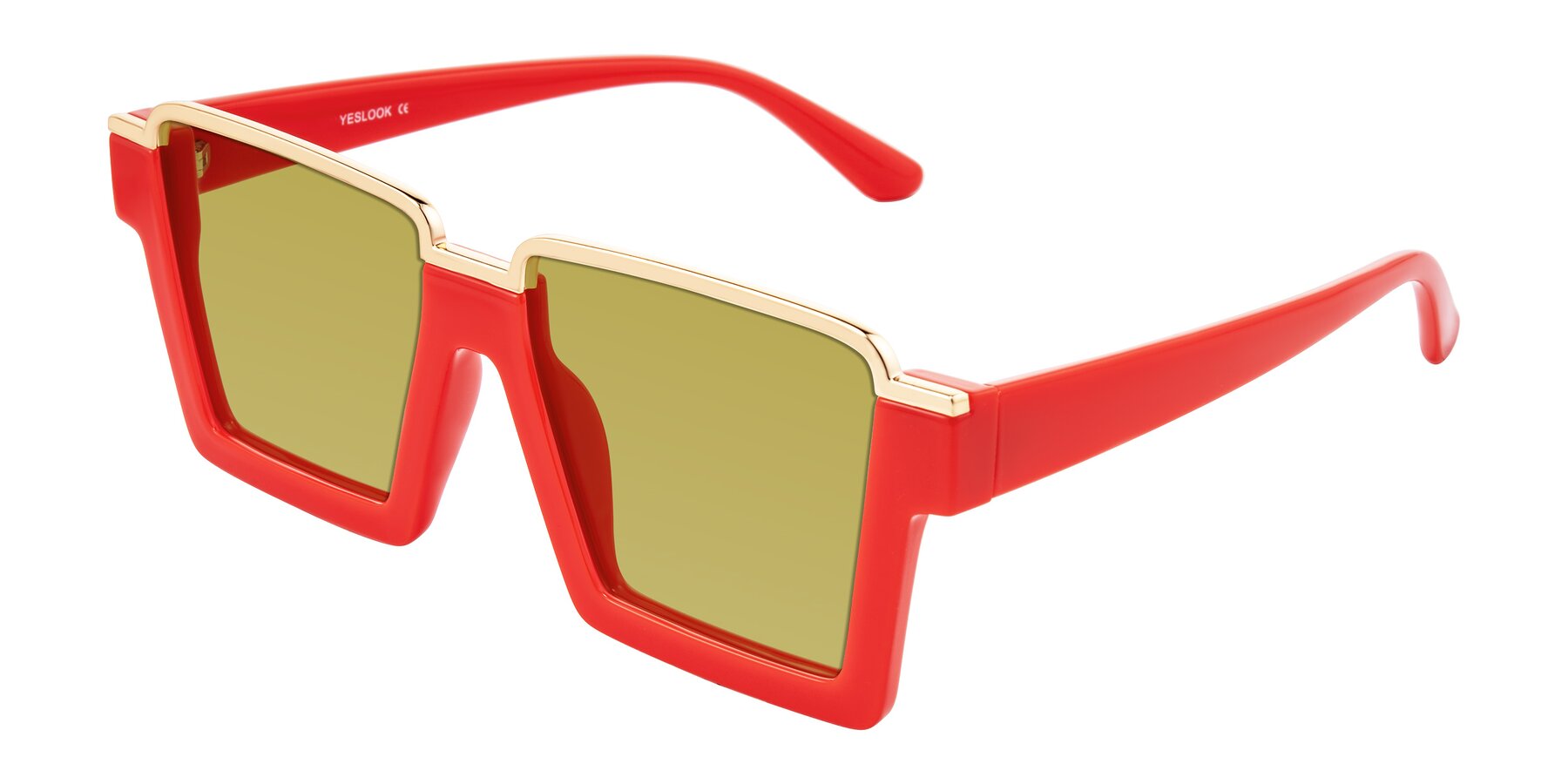 Angle of Reyes in Red with Champagne Tinted Lenses