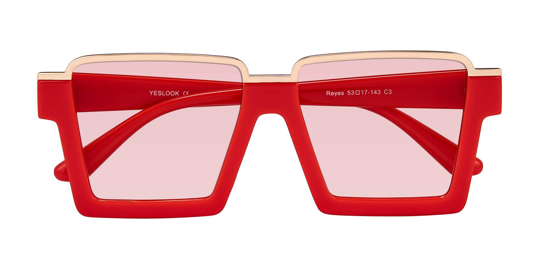 Folded Front of Reyes in Red with Light Garnet Tinted Lenses
