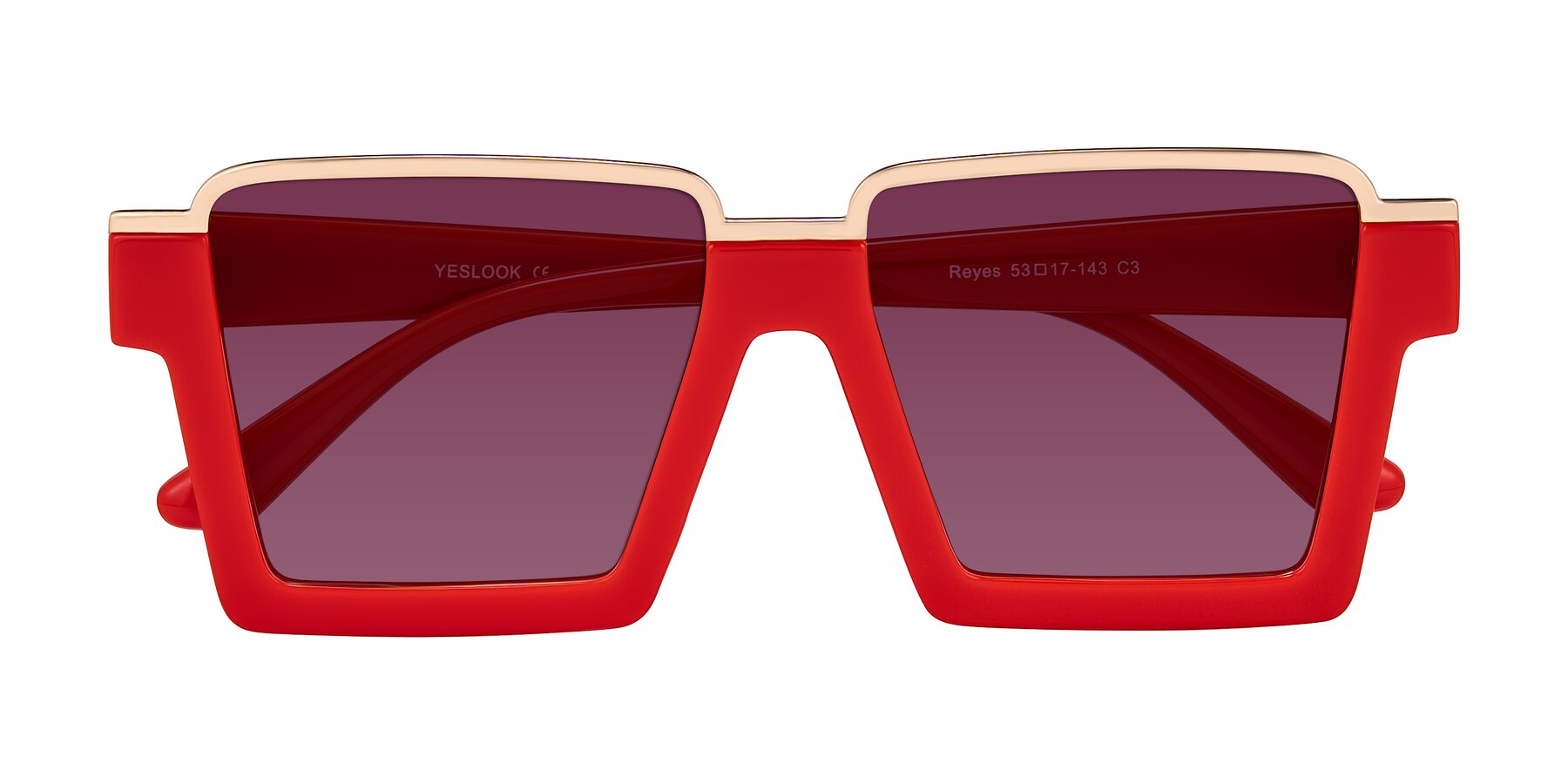 Folded Front of Reyes in Red with Wine Tinted Lenses