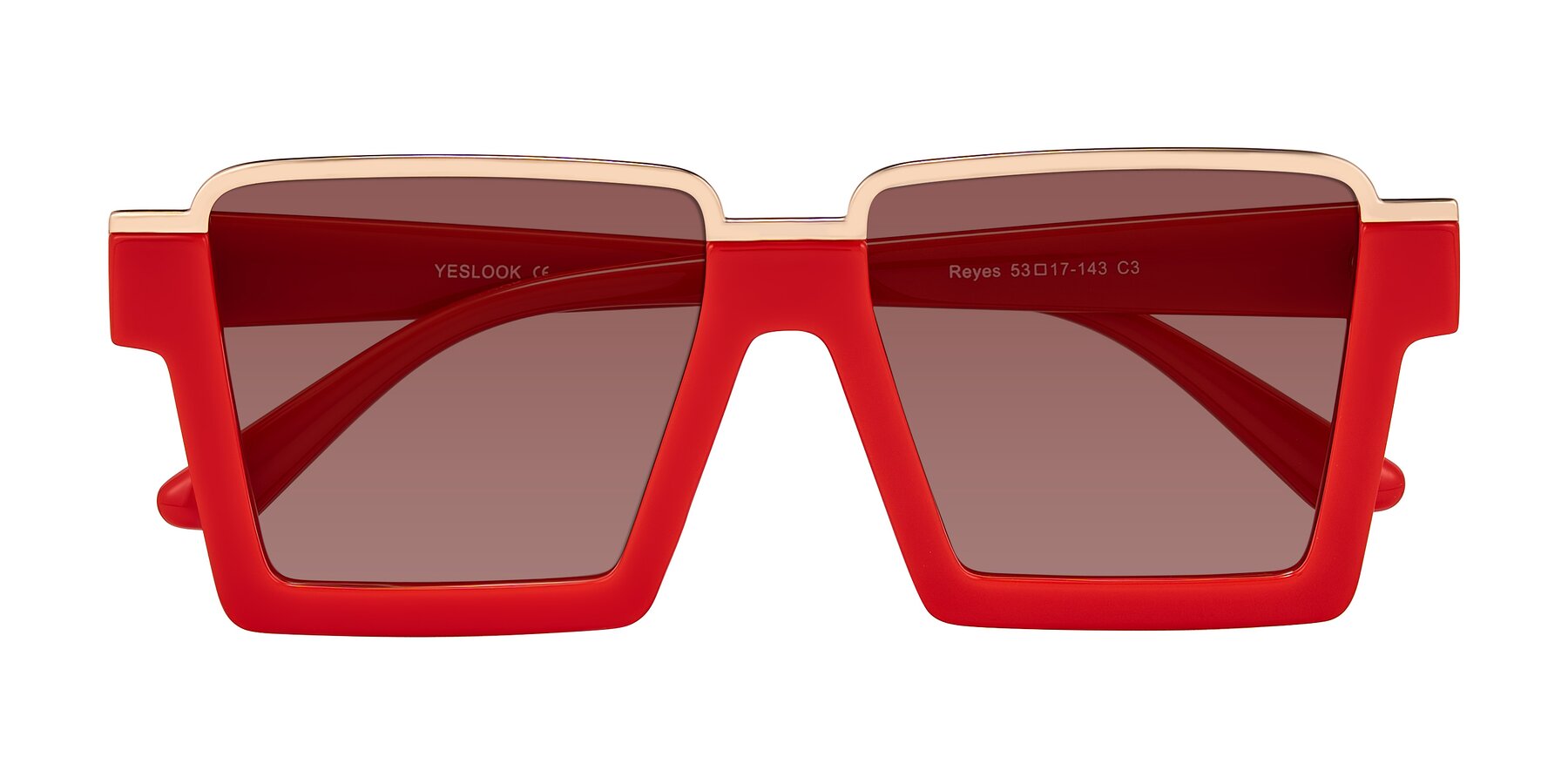 Folded Front of Reyes in Red with Garnet Tinted Lenses