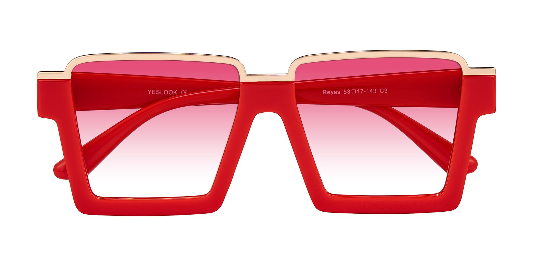 Folded Front of Reyes in Red with Pink Gradient Lenses