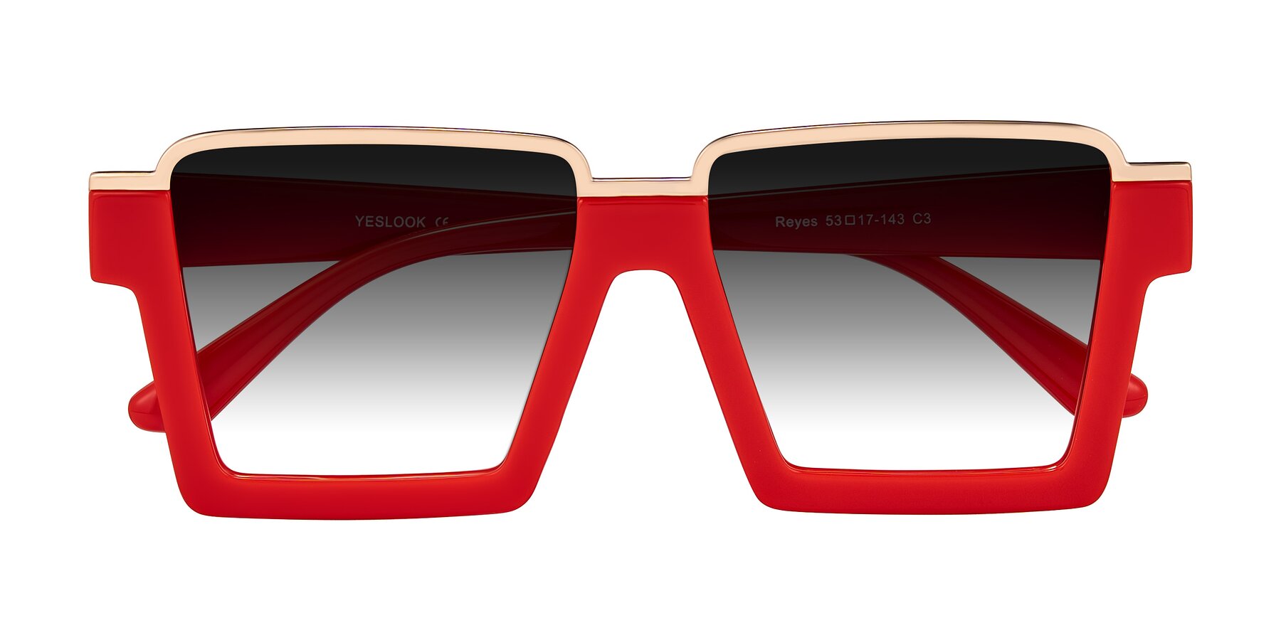 Folded Front of Reyes in Red with Gray Gradient Lenses