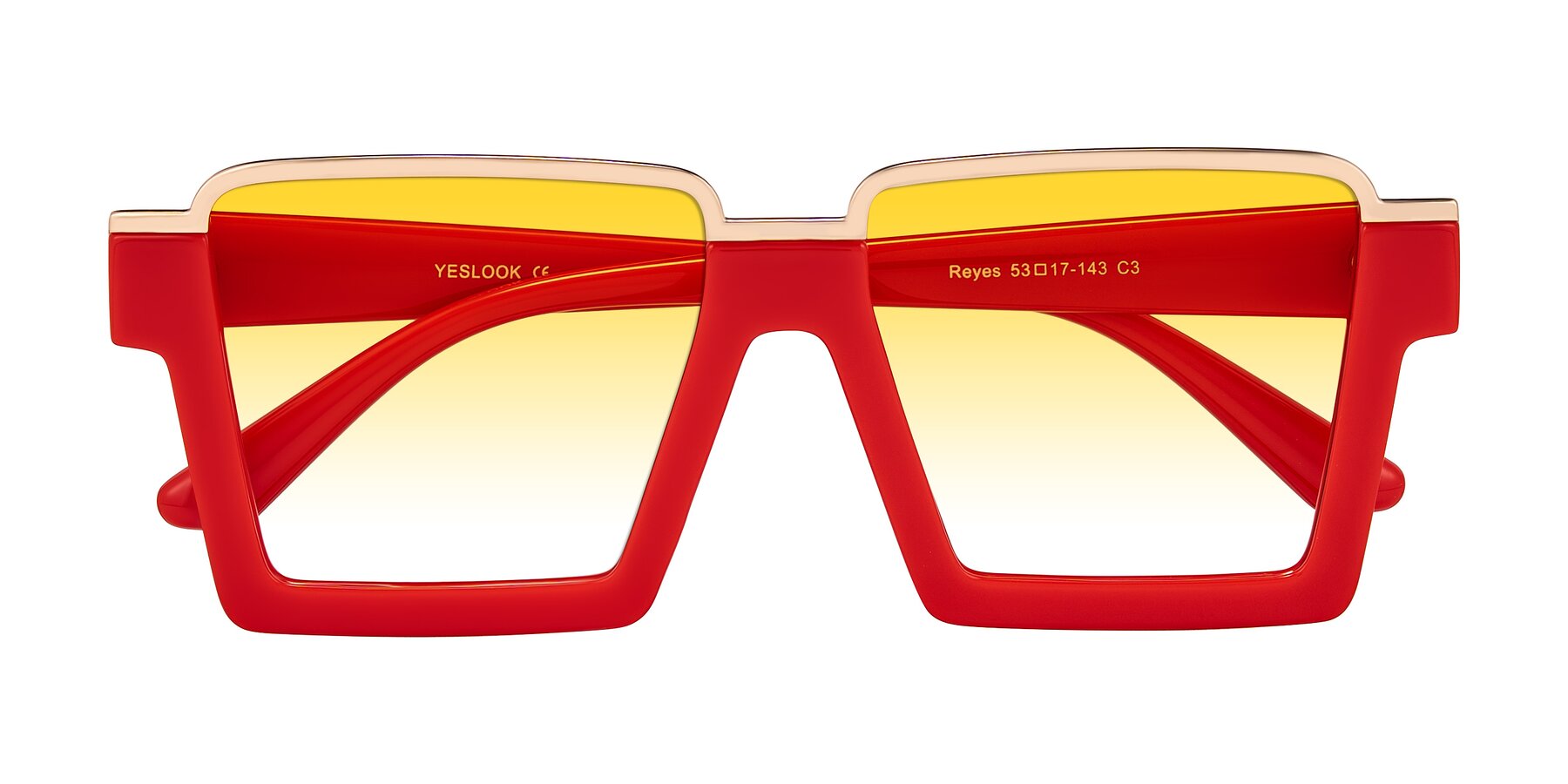Folded Front of Reyes in Red with Yellow Gradient Lenses