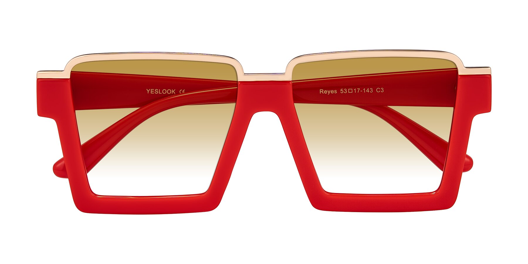 Folded Front of Reyes in Red with Champagne Gradient Lenses