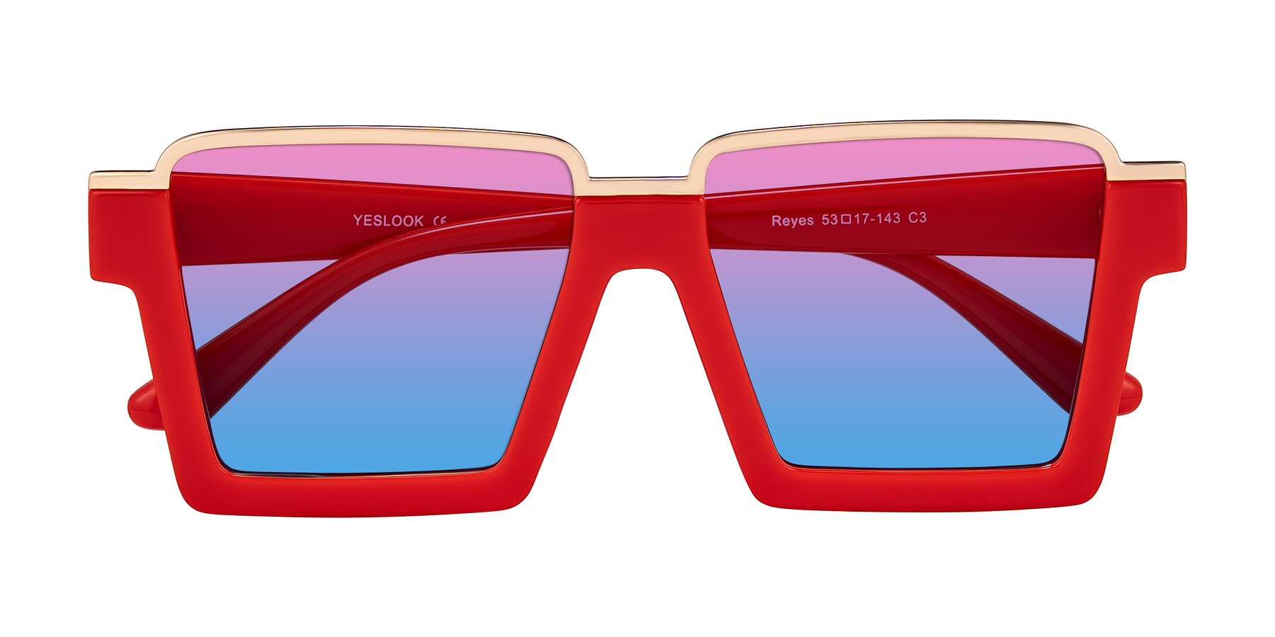Folded Front of Reyes in Red with Pink / Blue Gradient Lenses