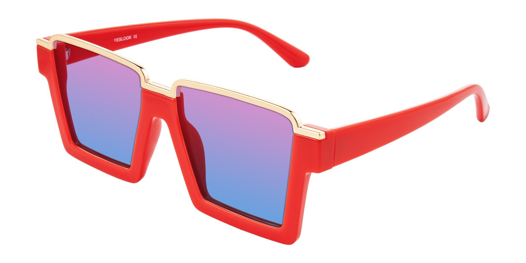 Angle of Reyes in Red with Pink / Blue Gradient Lenses