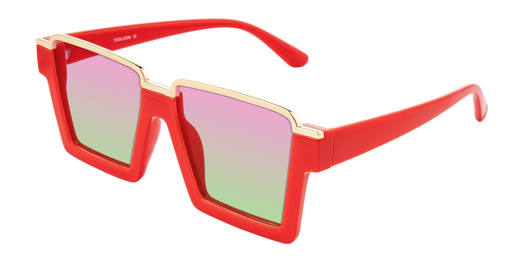 Angle of Reyes in Red with Pink / Green Gradient Lenses
