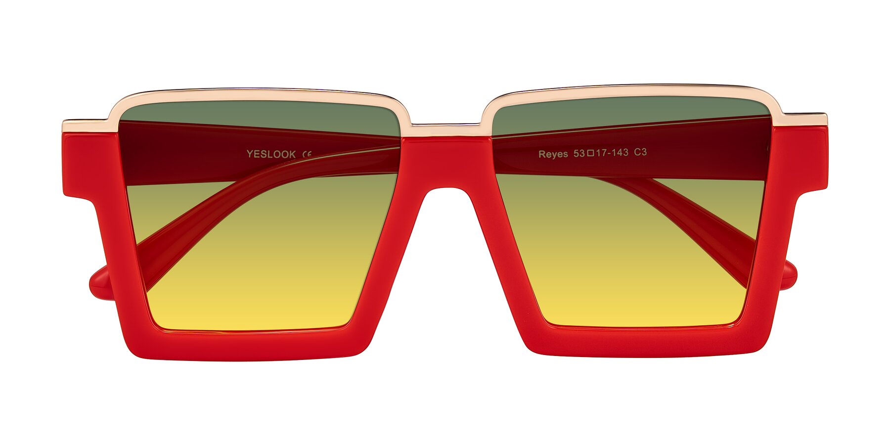 Folded Front of Reyes in Red with Green / Yellow Gradient Lenses