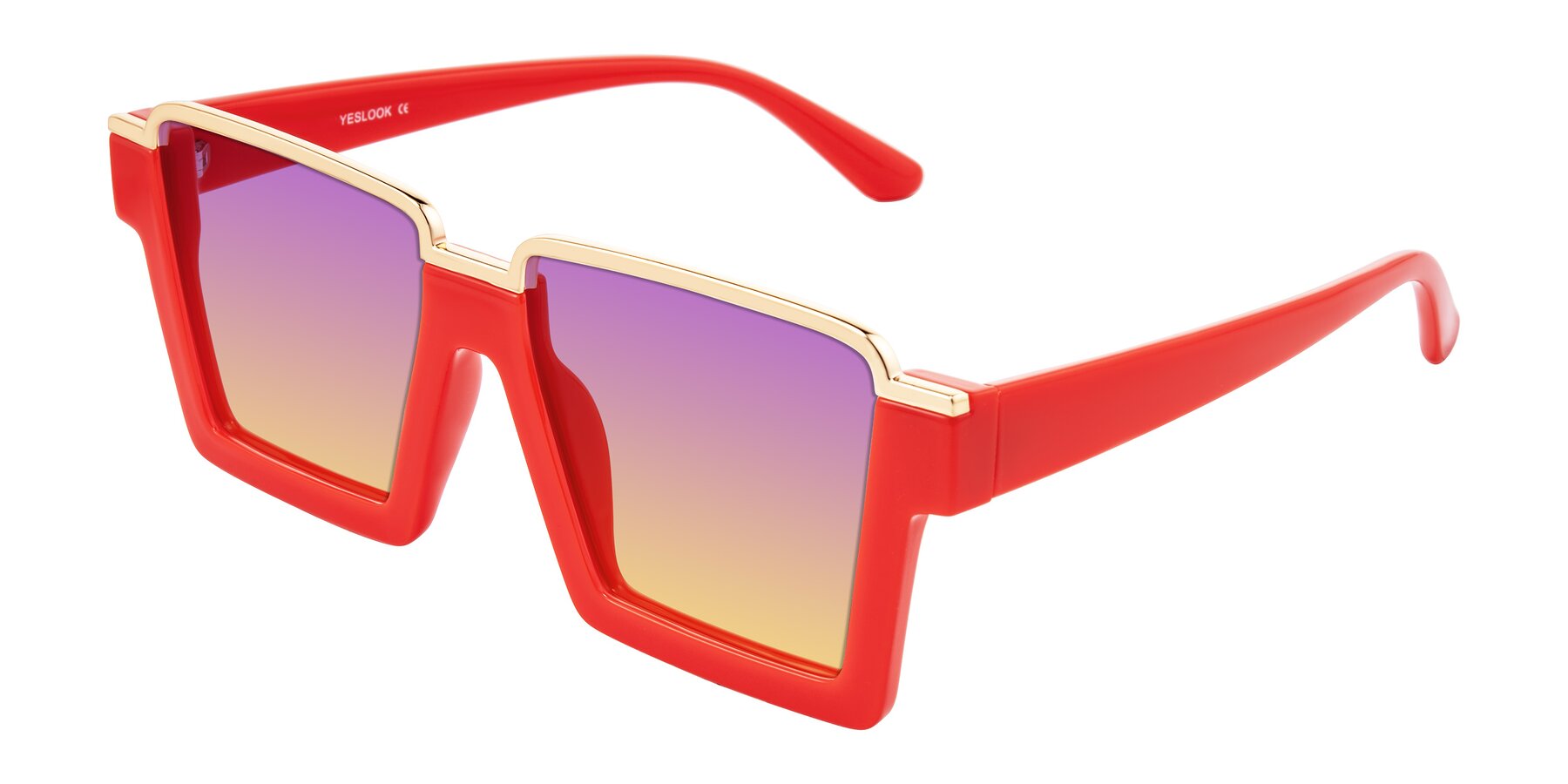 Angle of Reyes in Red with Purple / Yellow Gradient Lenses