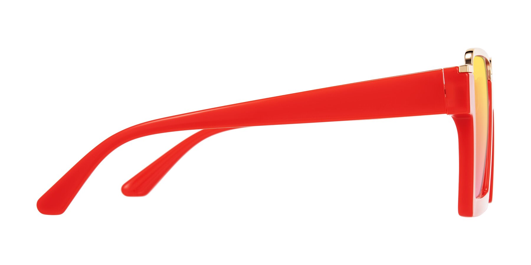 Side of Reyes in Red with Yellow / Pink Gradient Lenses