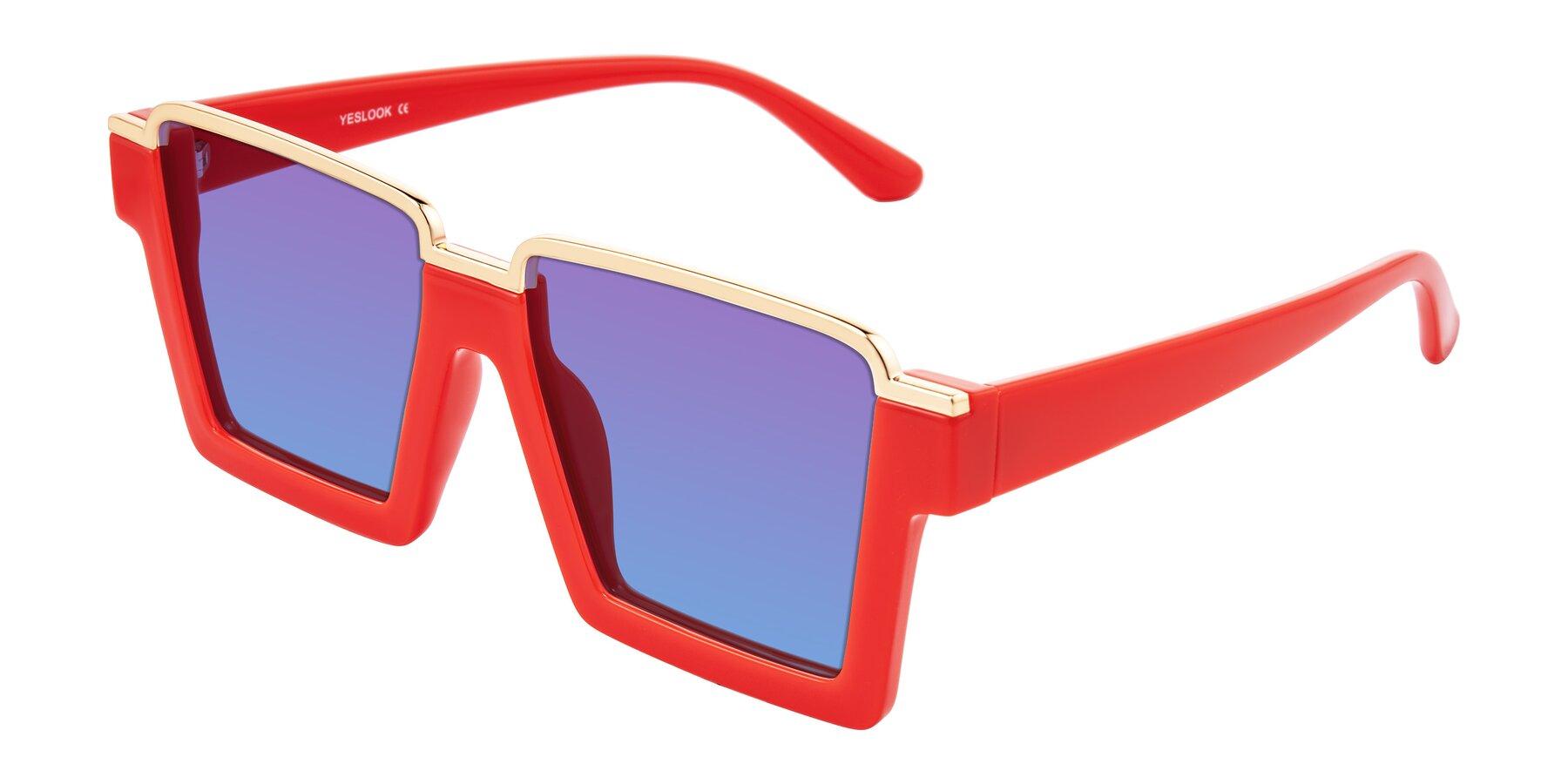 Angle of Reyes in Red with Purple / Blue Gradient Lenses