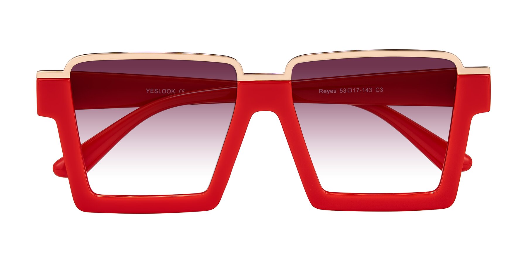 Folded Front of Reyes in Red with Wine Gradient Lenses