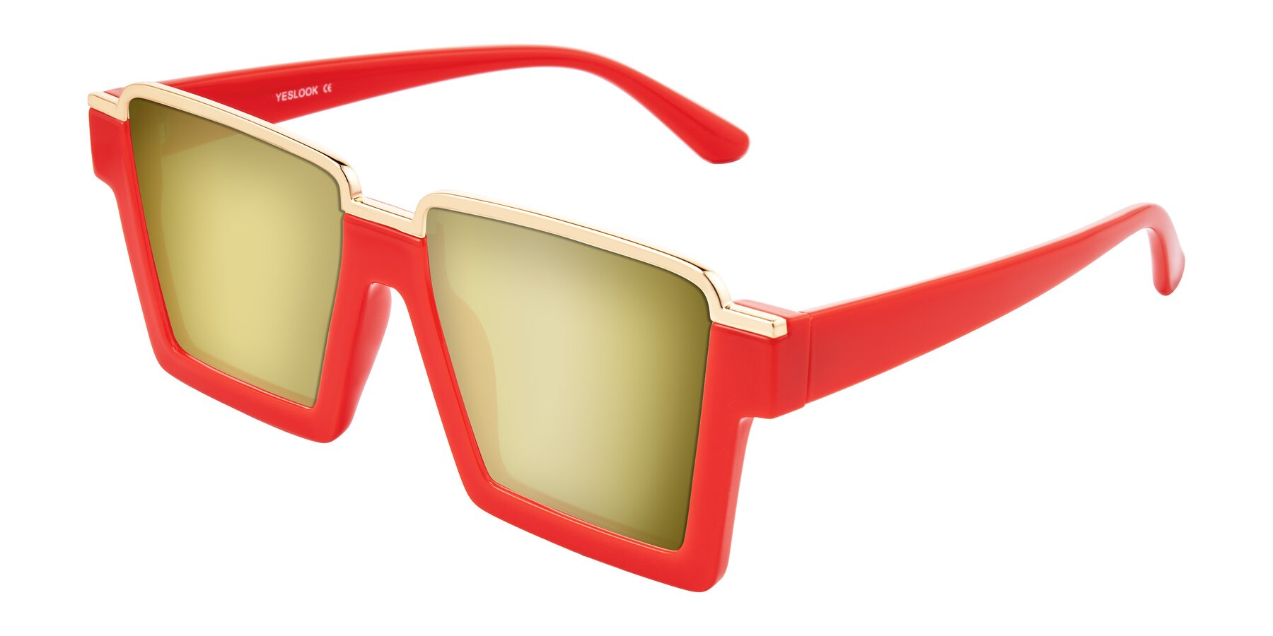 Angle of Reyes in Red with Gold Mirrored Lenses