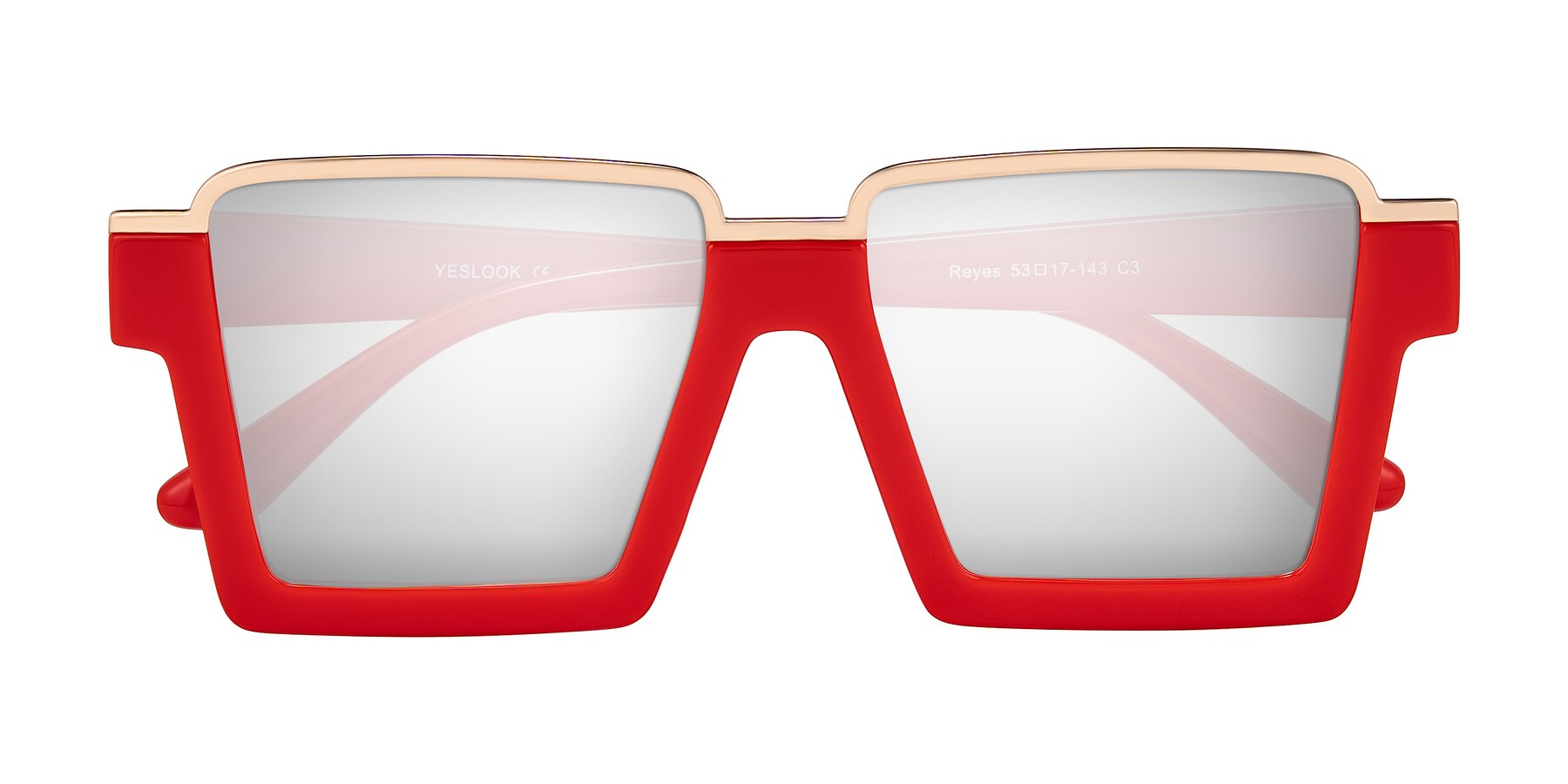 Folded Front of Reyes in Red with Silver Mirrored Lenses