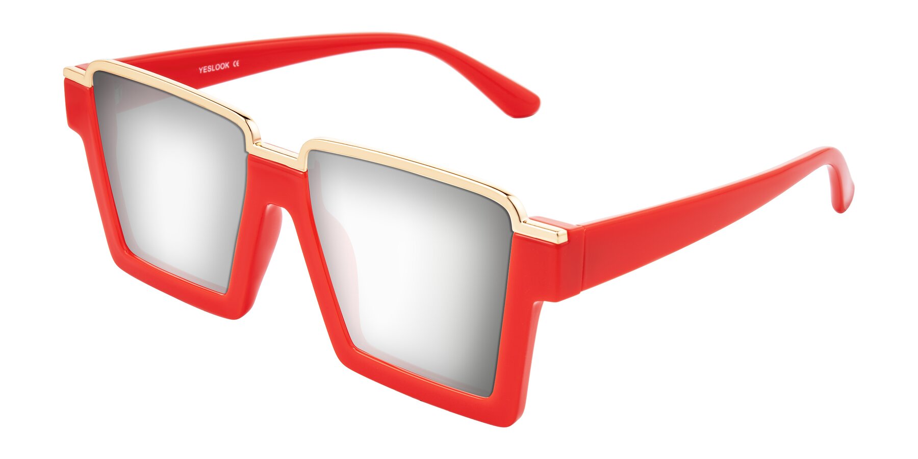 Angle of Reyes in Red with Silver Mirrored Lenses