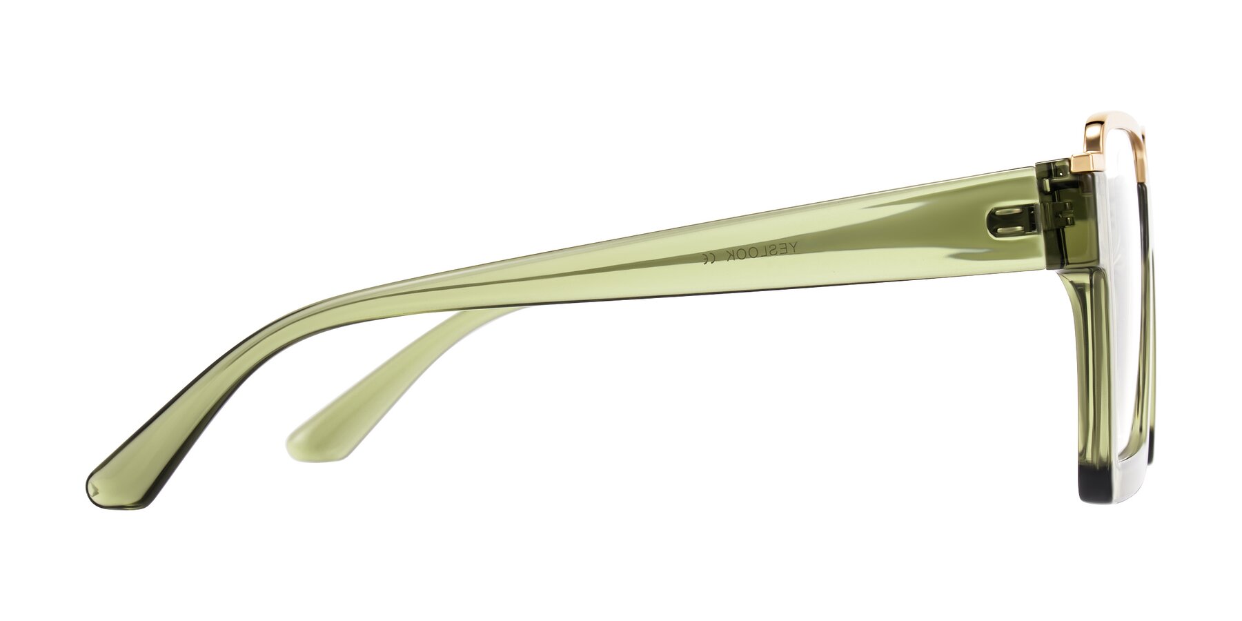 Side of Reyes in Green with Clear Eyeglass Lenses