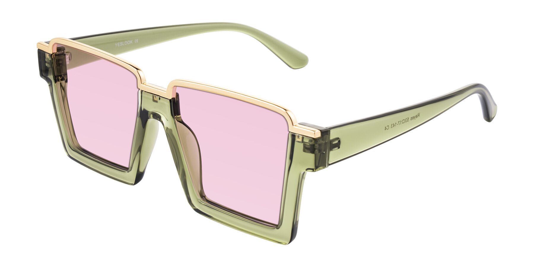 Angle of Reyes in Green with Light Pink Tinted Lenses