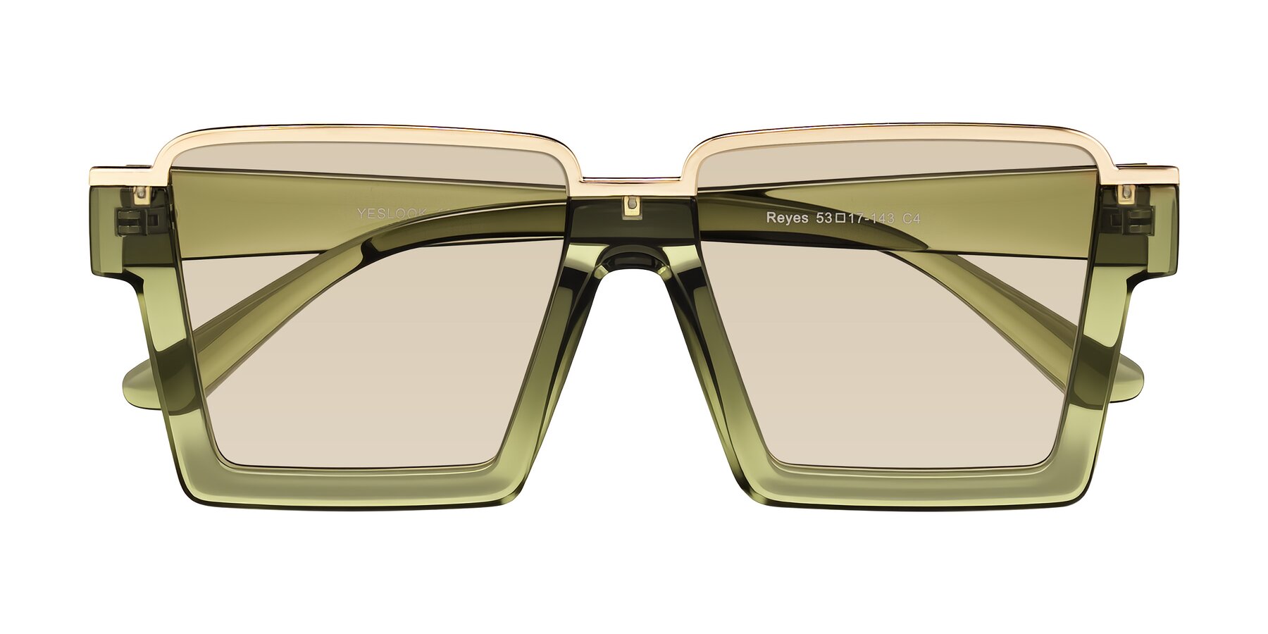 Folded Front of Reyes in Green with Light Brown Tinted Lenses