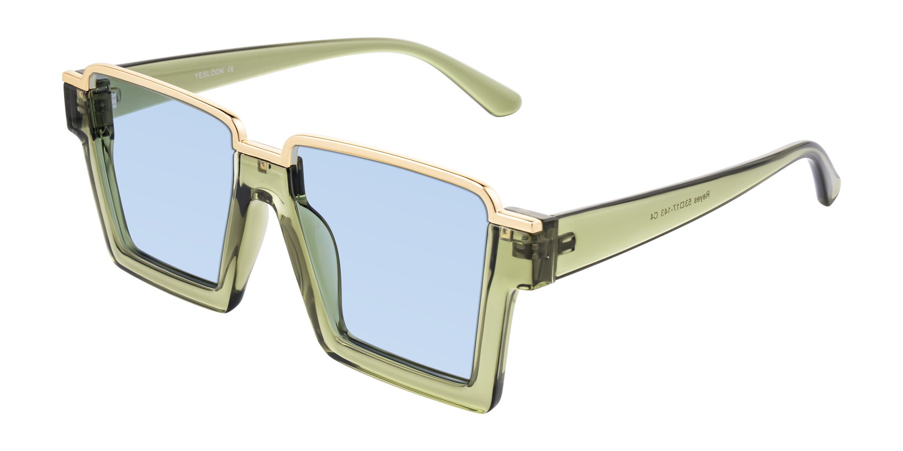 Angle of Reyes in Green with Light Blue Tinted Lenses