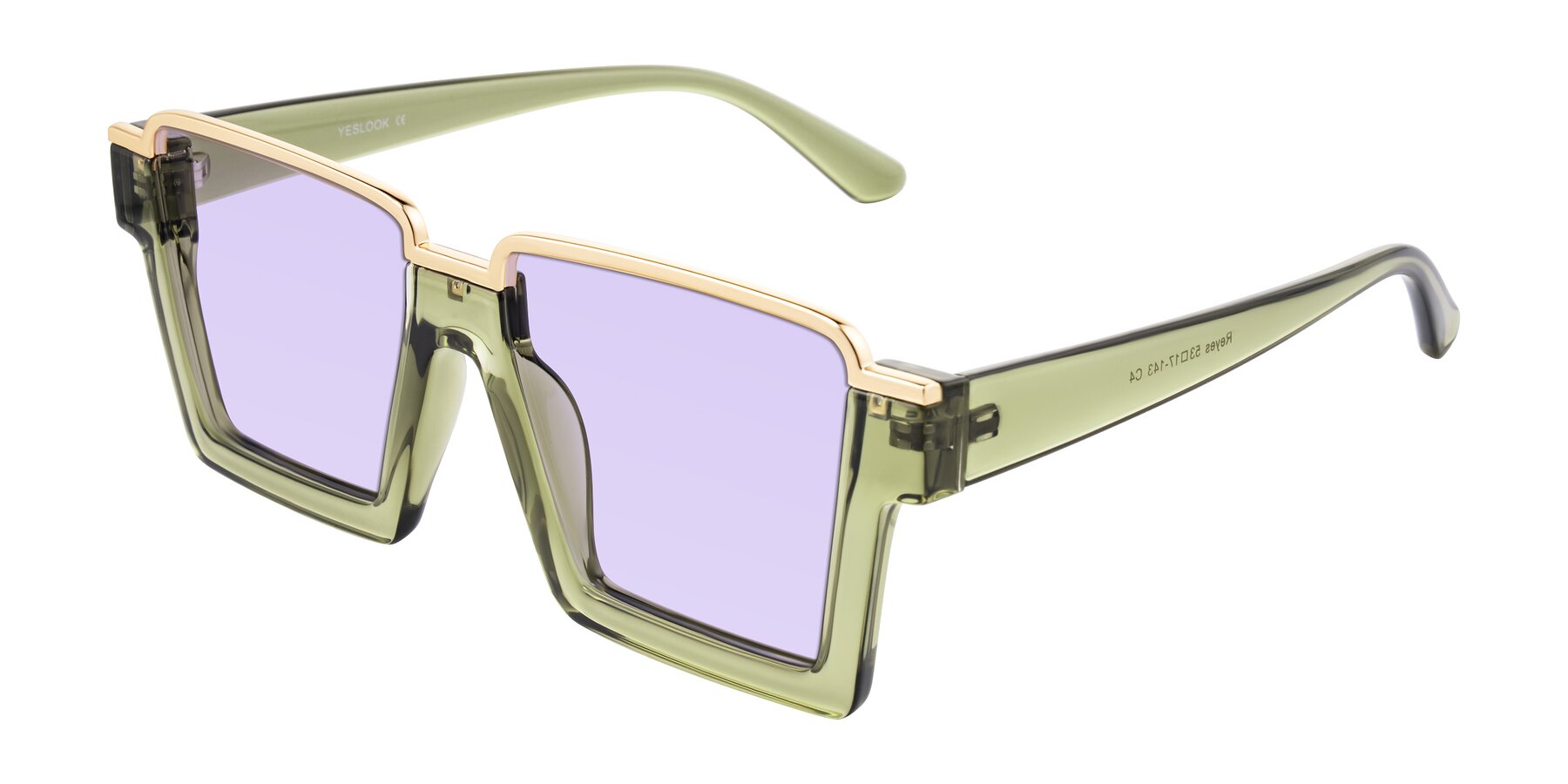 Angle of Reyes in Green with Light Purple Tinted Lenses