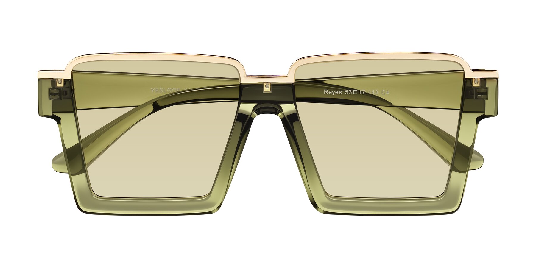 Folded Front of Reyes in Green with Light Champagne Tinted Lenses