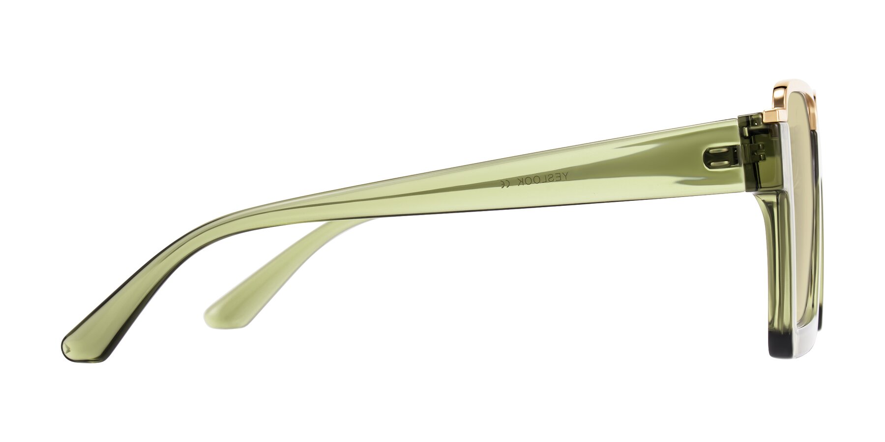 Side of Reyes in Green with Light Champagne Tinted Lenses