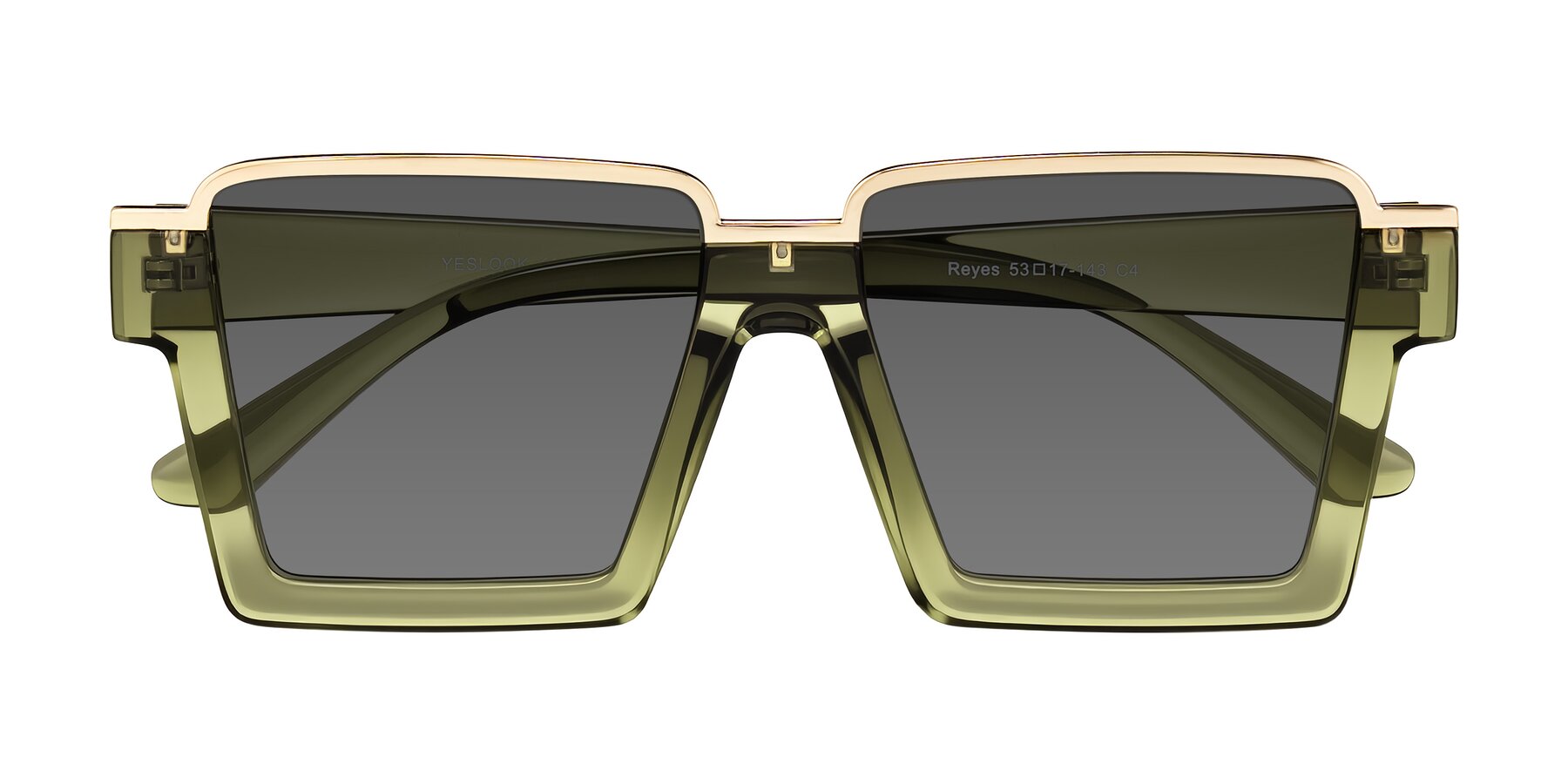 Folded Front of Reyes in Green with Medium Gray Tinted Lenses