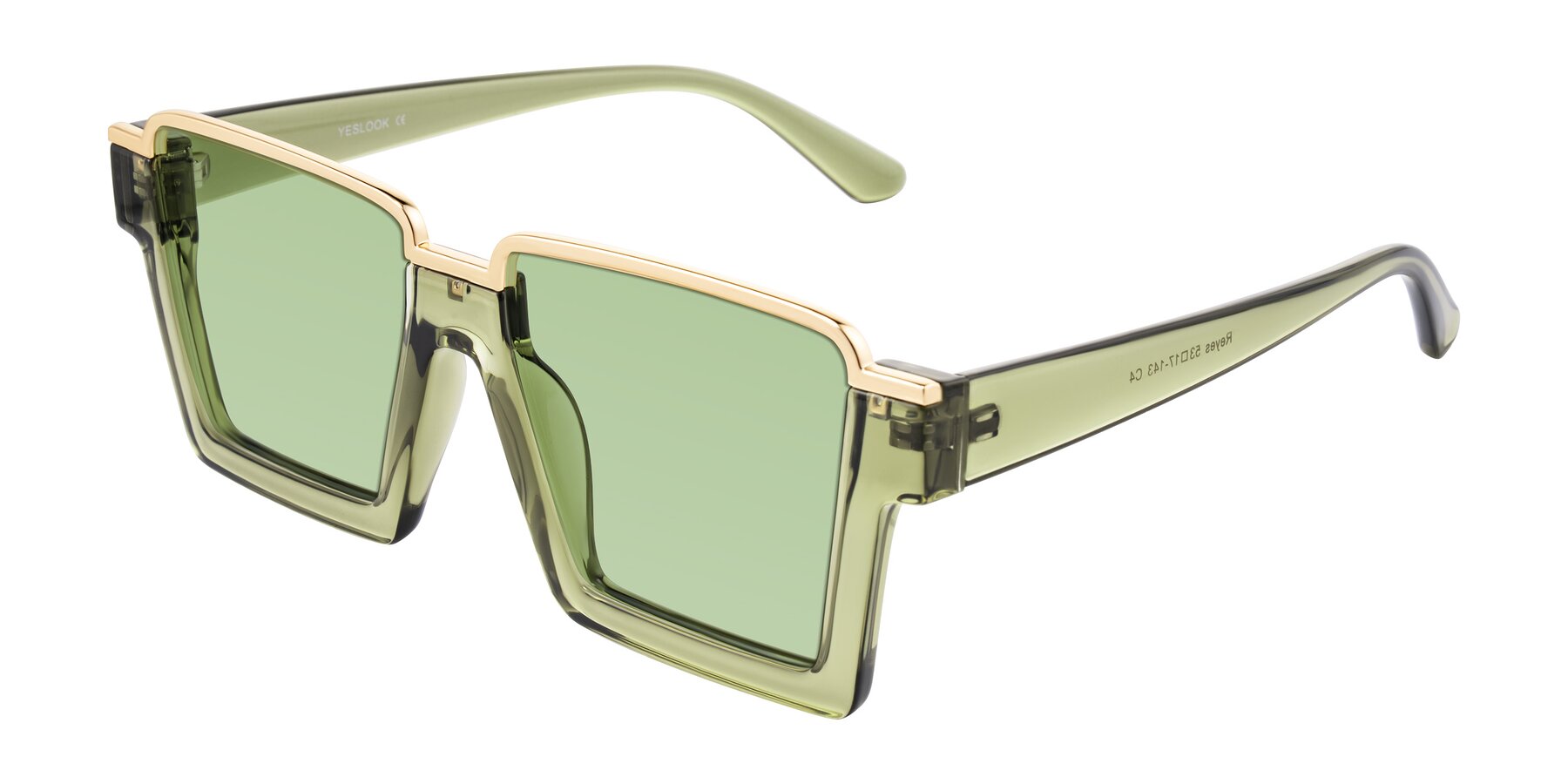 Reyas Color Green Geek-Chic Oversized Square Tinted Sunglasses with Medium Green ...