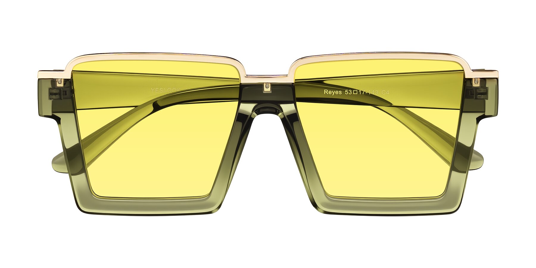 Folded Front of Reyes in Green with Medium Yellow Tinted Lenses