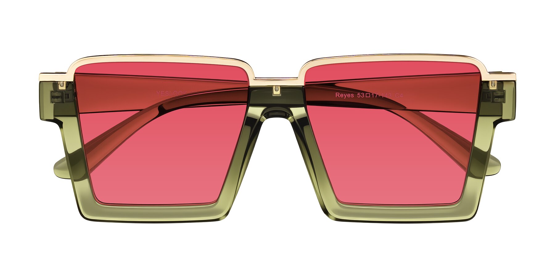 Folded Front of Reyes in Green with Red Tinted Lenses