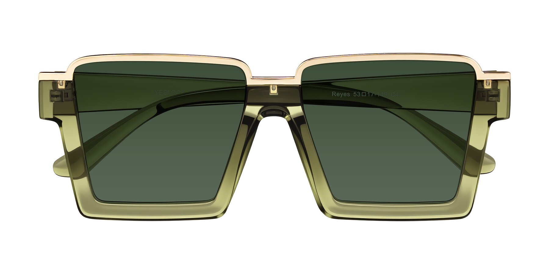 Reyas Color Green Geek-Chic Oversized Square Tinted Sunglasses with Green Sunwear ...
