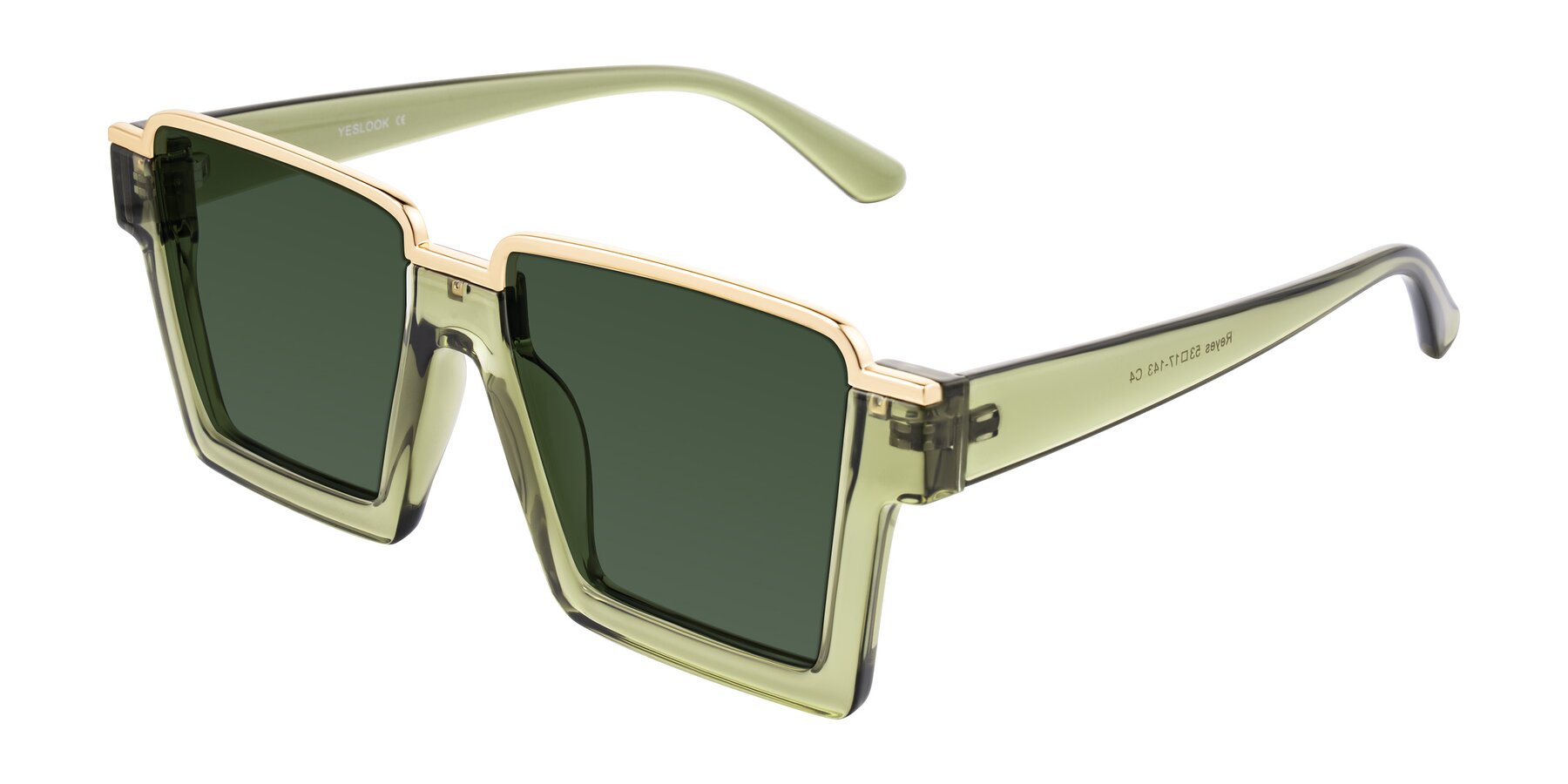 Reyas Color Green Geek-Chic Oversized Square Tinted Sunglasses with Green Sunwear ...