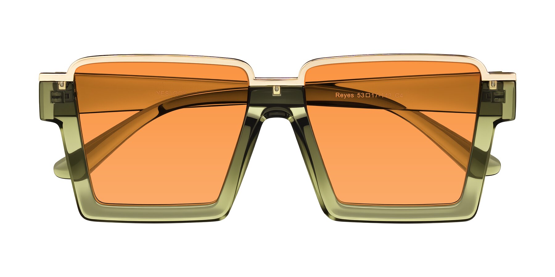Folded Front of Reyes in Green with Orange Tinted Lenses