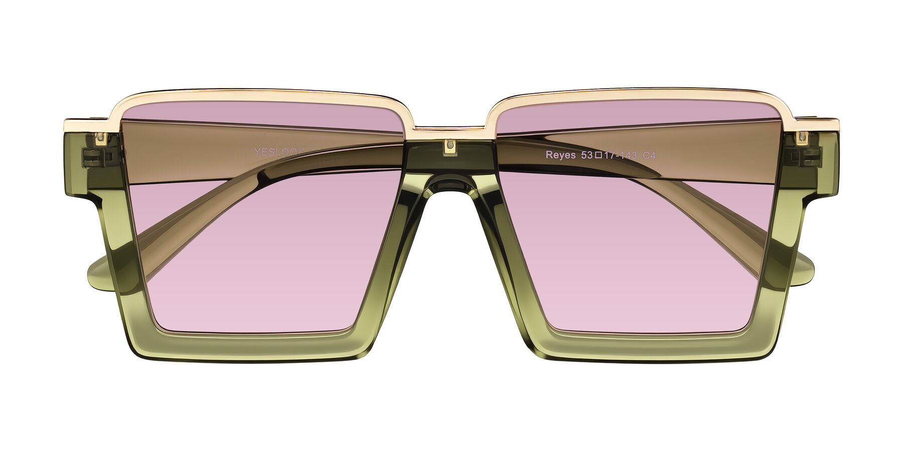 Folded Front of Reyes in Green with Light Wine Tinted Lenses