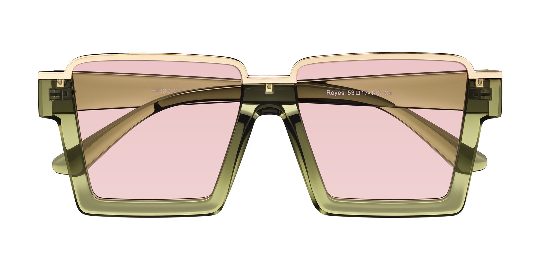 Folded Front of Reyes in Green with Light Garnet Tinted Lenses